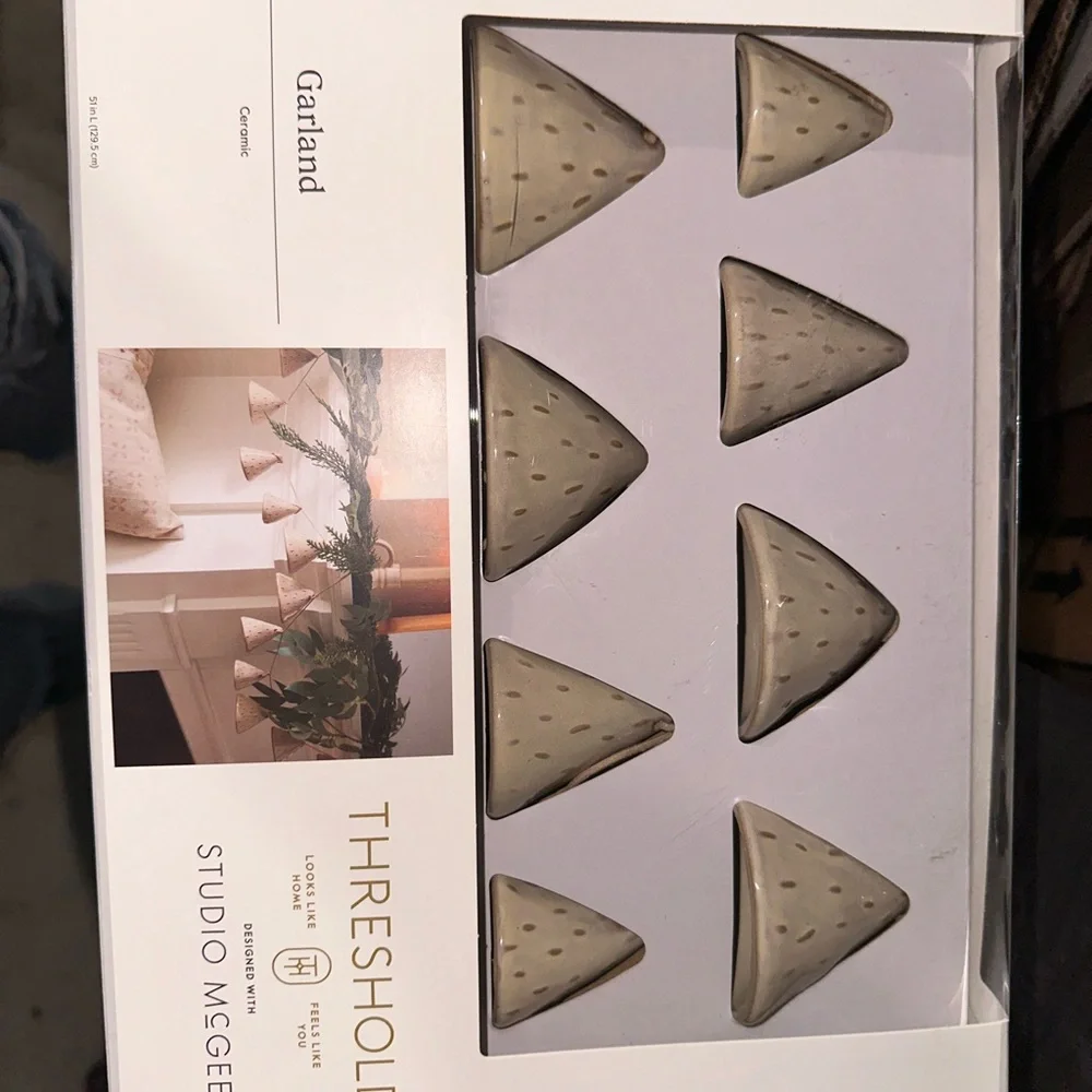 Threshold Studio McGee Cones Garland, Ceramic String Decor, Bells Substitute